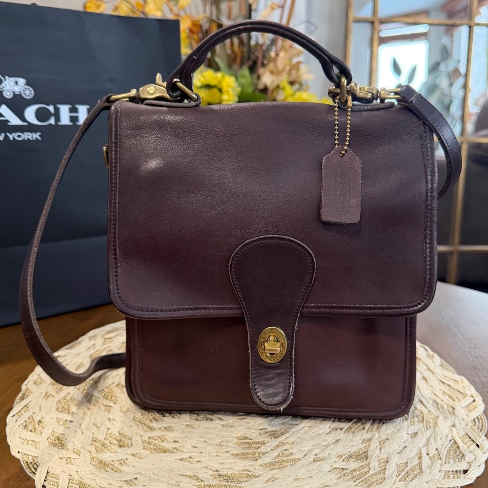 Vintage Coach Station Bag 5130 Mahogany Brown Leather Crossbody Purse - Picture 2 of 13